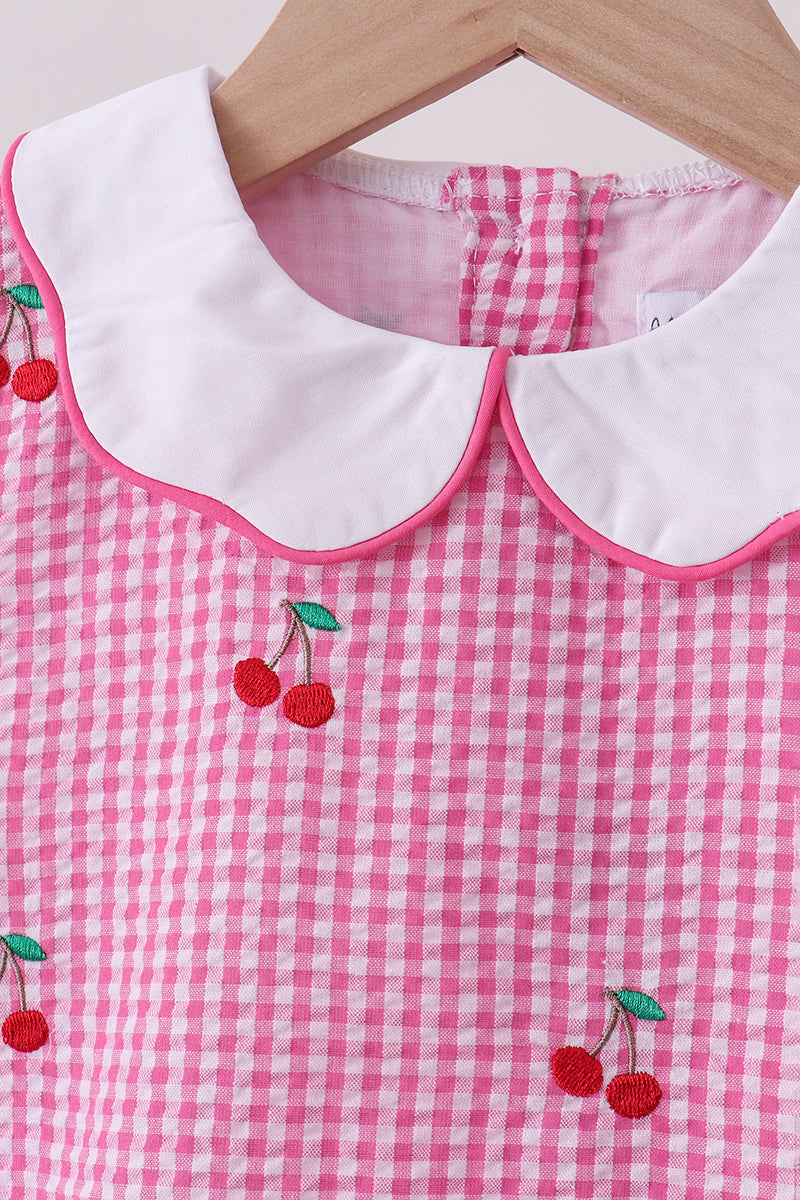 Pink cherry gingham bloomer set - Aaria Tees Aaria Tees