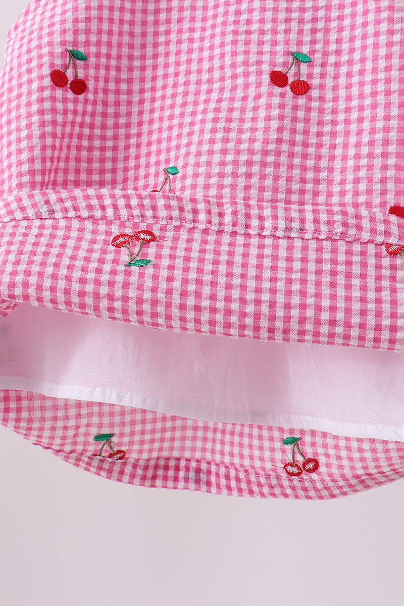 Pink cherry gingham bloomer set - Aaria Tees Aaria Tees