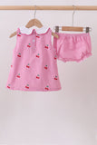 Pink cherry gingham bloomer set - Aaria Tees Aaria Tees