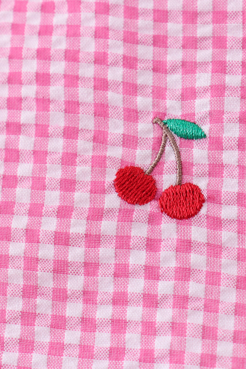 Pink cherry gingham shorts set - Aaria Tees Aaria Tees