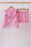 Pink cherry gingham shorts set - Aaria Tees Aaria Tees