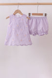 Purple seersucker butterfly embroidery shorts set - Aaria Tees Aaria Tees