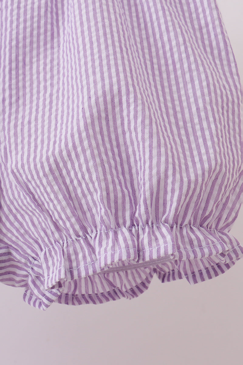 Purple seersucker butterfly embroidery shorts set - Aaria Tees Aaria Tees