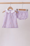 Purple seersucker butterfly embroidery bloomer set - Aaria Tees Aaria Tees