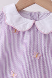 Purple seersucker butterfly embroidery bloomer set - Aaria Tees Aaria Tees