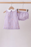 Purple seersucker butterfly embroidery bloomer set - Aaria Tees Aaria Tees