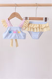 Colorblock crab embroidery ruffle 2pc swimsuit - Aaria Tees Aaria Tees