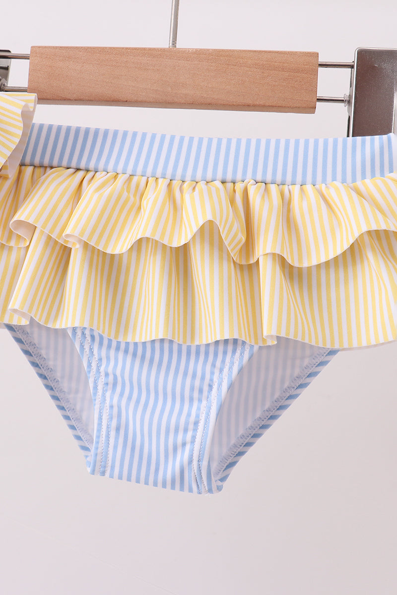 Colorblock crab embroidery ruffle 2pc swimsuit - Aaria Tees Aaria Tees
