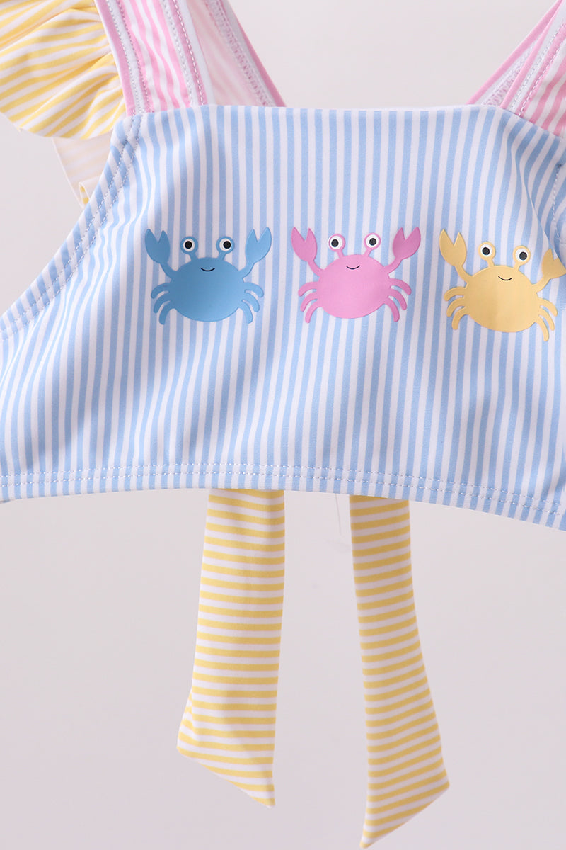 Colorblock crab embroidery ruffle 2pc swimsuit - Aaria Tees Aaria Tees