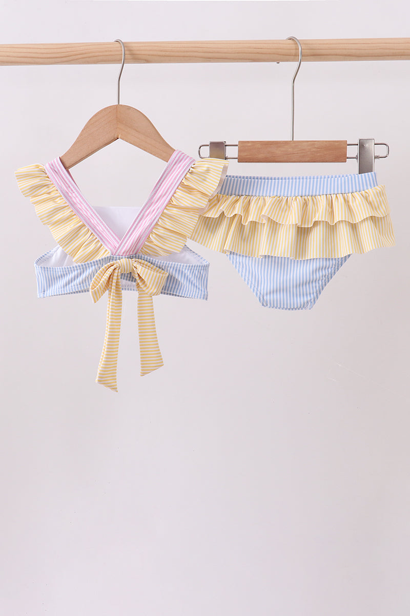 Colorblock crab embroidery ruffle 2pc swimsuit - Aaria Tees Aaria Tees