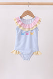 Colorblock crab embroidery ruffle swimsuit - Aaria Tees Aaria Tees