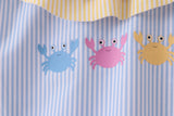 Colorblock crab embroidery ruffle swimsuit - Aaria Tees Aaria Tees
