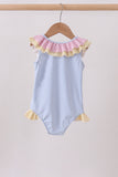 Colorblock crab embroidery ruffle swimsuit - Aaria Tees Aaria Tees