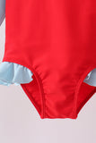 Red star embroidery ruffle rashguard - Aaria Tees Aaria Tees