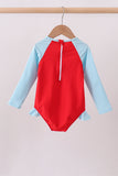 Red star embroidery ruffle rashguard - Aaria Tees Aaria Tees
