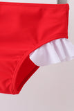 Red star embroidery ruffle 2pc swimsuit - Aaria Tees Aaria Tees