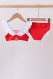 Red star embroidery ruffle 2pc swimsuit - Aaria Tees Aaria Tees