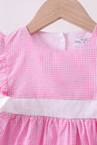 Pink bow gingham ruffle dress - Aaria Tees Aaria Tees
