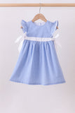 Blue bow gingham ruffle dress - Aaria Tees Aaria Tees