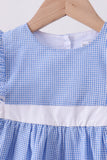 Blue bow gingham ruffle dress - Aaria Tees Aaria Tees