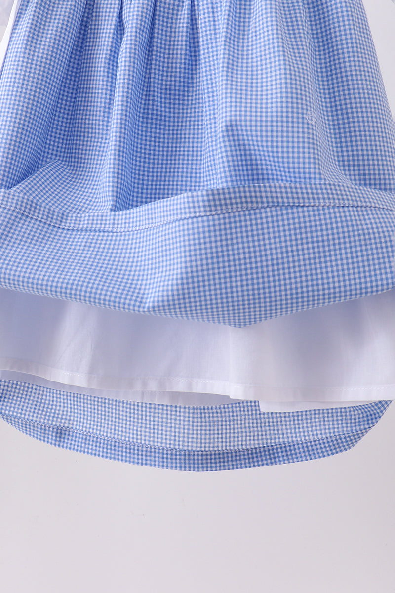 Blue bow gingham ruffle dress - Aaria Tees Aaria Tees