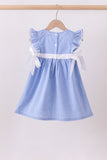 Blue bow gingham ruffle dress - Aaria Tees Aaria Tees