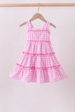 Pink gingham ruffle tiered dress - Aaria Tees Aaria Tees