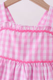 Pink gingham ruffle tiered dress - Aaria Tees Aaria Tees