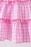 Pink gingham ruffle tiered dress - Aaria Tees Aaria Tees