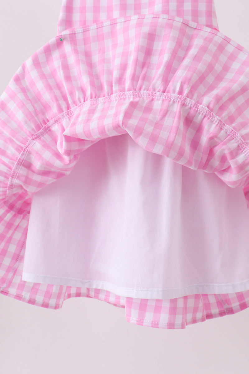 Pink gingham ruffle tiered dress - Aaria Tees Aaria Tees