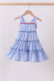 Blue gingham ruffle tiered dress - Aaria Tees Aaria Tees