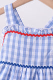 Blue gingham ruffle tiered dress - Aaria Tees Aaria Tees