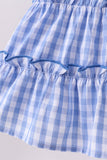 Blue gingham ruffle tiered dress - Aaria Tees Aaria Tees