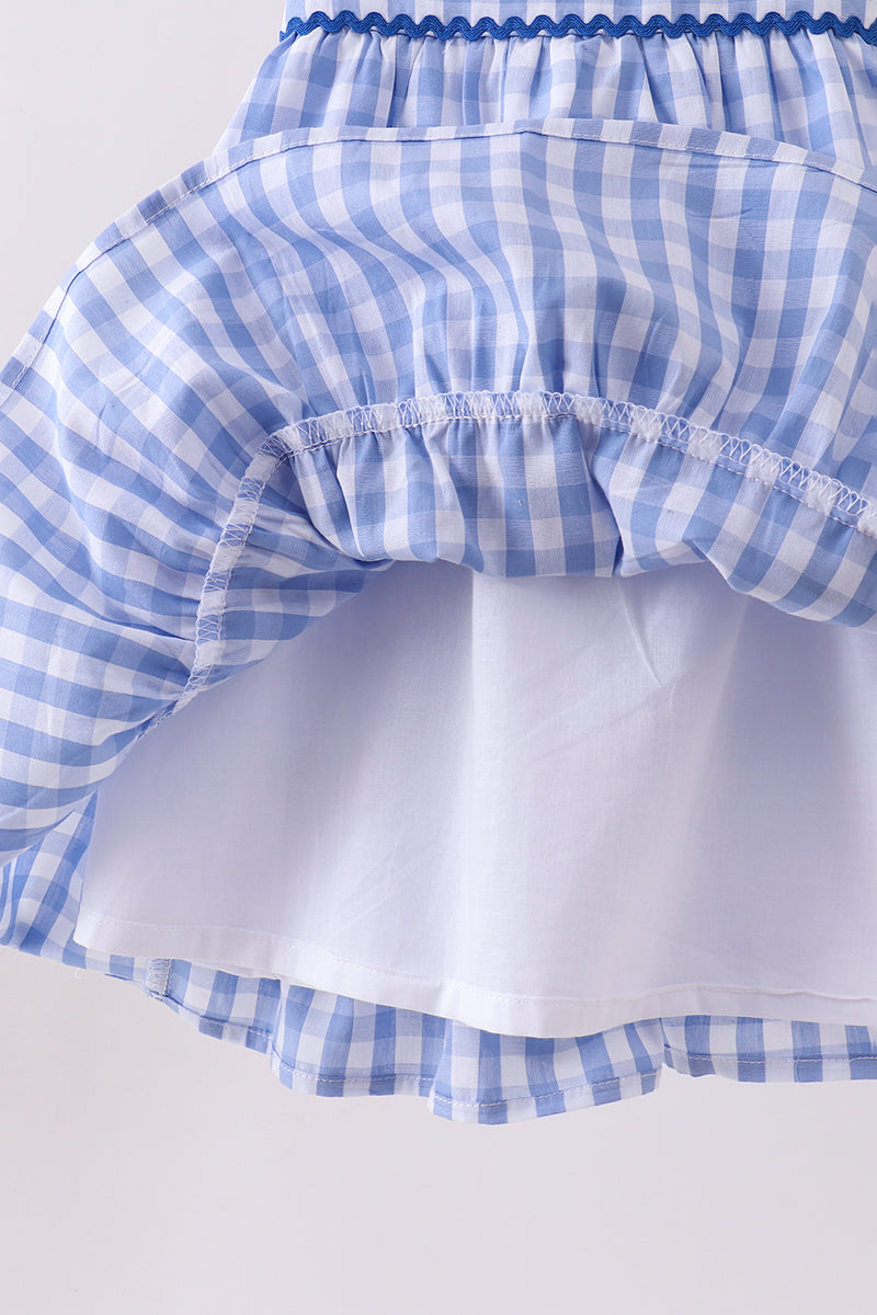 Blue gingham ruffle tiered dress - Aaria Tees Aaria Tees