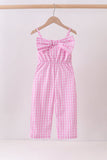 Pink bow gingham jumpsuit - Aaria Tees Aaria Tees
