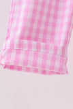 Pink bow gingham jumpsuit - Aaria Tees Aaria Tees