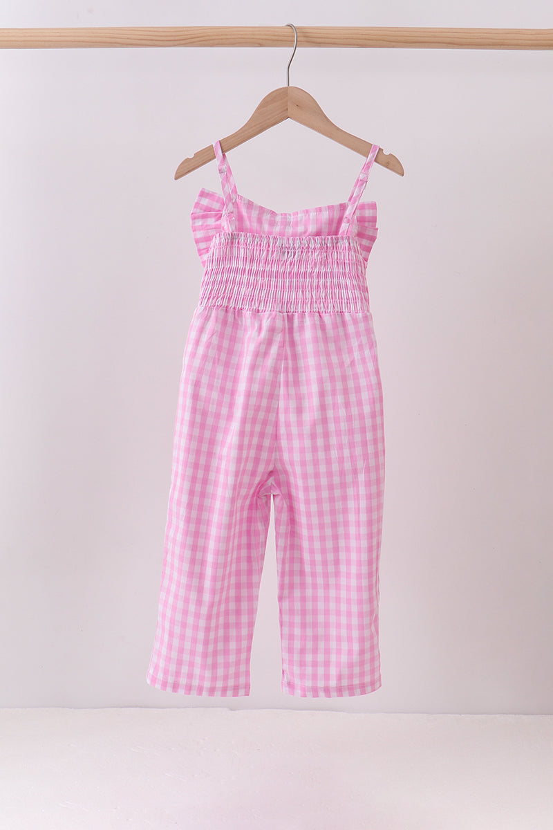Pink bow gingham jumpsuit - Aaria Tees Aaria Tees