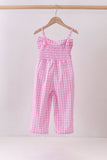 Pink bow gingham jumpsuit - Aaria Tees Aaria Tees