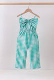 Green bow gingham jumpsuit - Aaria Tees Aaria Tees