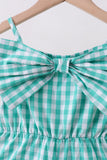 Green bow gingham jumpsuit - Aaria Tees Aaria Tees