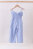 Blue bow gingham jumpsuit - Aaria Tees Aaria Tees