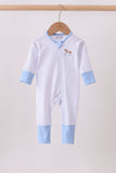 Blue dot horse embroidery romper - Aaria Tees Aaria Tees