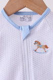Blue dot horse embroidery romper - Aaria Tees Aaria Tees