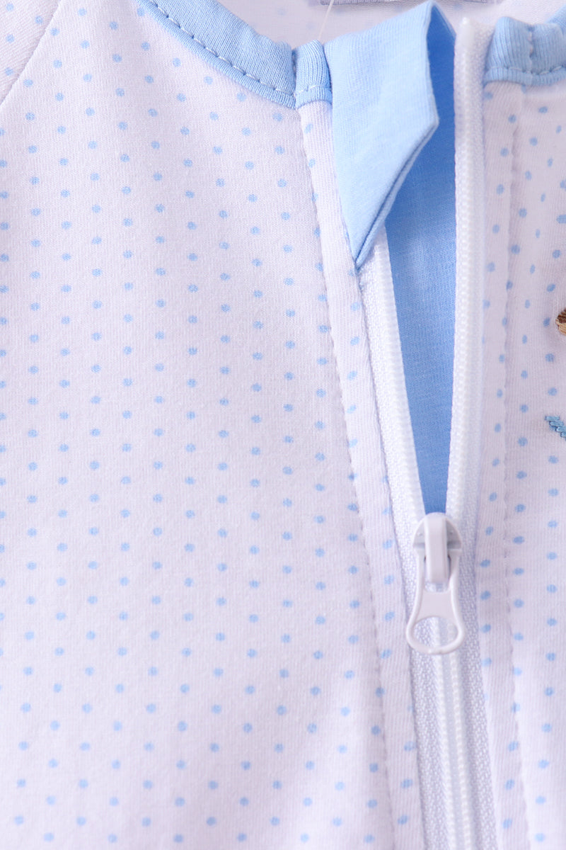 Blue dot horse embroidery romper - Aaria Tees Aaria Tees