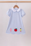 Blue School Applique Dress Aaria Tees