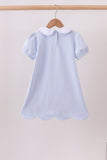 Blue School Applique Dress Aaria Tees