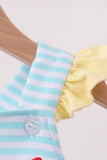 Blue Apple Embroidery Gingham Bubble Aaria Tees