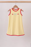 Scalloped Apple Embroidery Bow Dress Aaria Tees