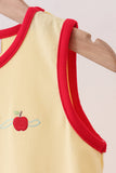 Scalloped Apple Embroidery Bow Dress Aaria Tees