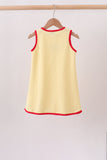 Scalloped Apple Embroidery Bow Dress Aaria Tees